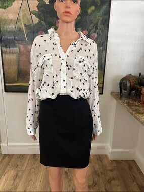 NWT Grand & Greene white blouse with black stars